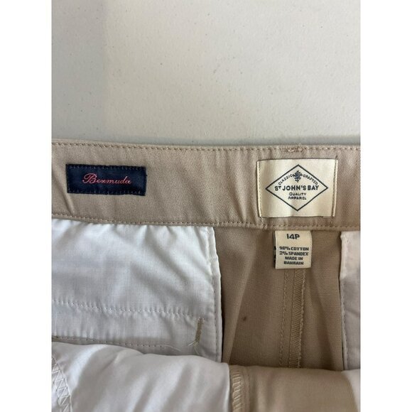 St John's Bayj Bermuda Tan Khaki Shorts Sz 14P Petite 9" Inseam - Picture 5 of 7